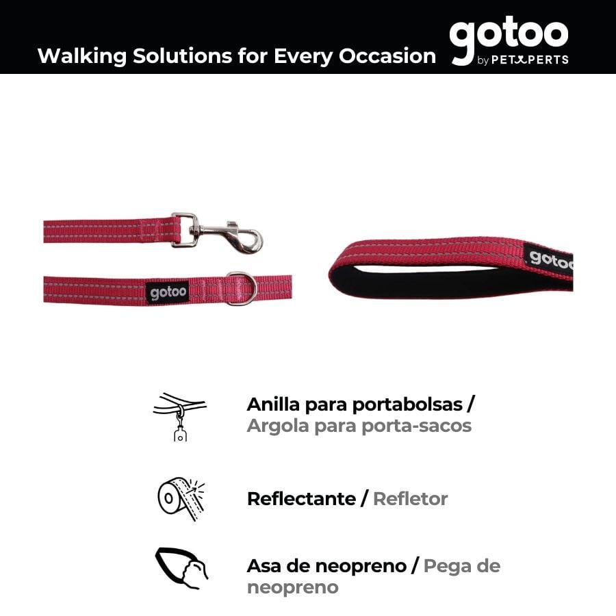 Gotoo Correa de nylon reflectante rosa para perros, , large indicador imagen numero 3