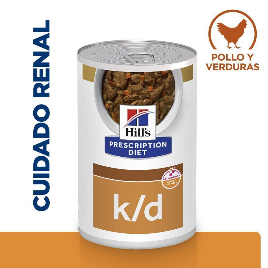 354 g Hill's Prescription Diet Kidney Care k/d Pollo y verduras en estofado lata para perros, , large indicador imagen numero 2