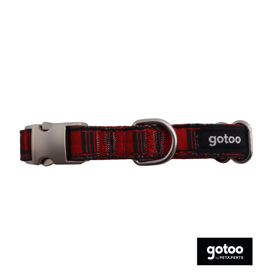 Gotoo Collar estampado tart&aacute;n rojo para perros, , large indicador imagen numero 2