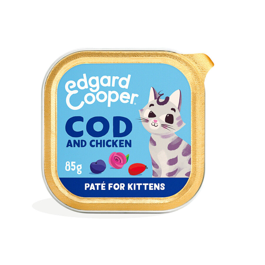 85 g Edgard & Cooper Kitten Bacalao y Pollo en Pat&eacute; tarrina para gatos&nbsp;, , large Imagen numero 1