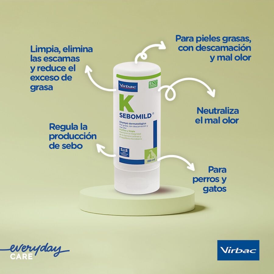 Virbac Sebomild Champ&uacute; para pieles grasas en perros y gatos, , large Imagen numero 3