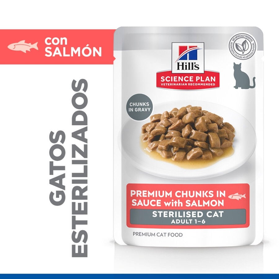 85 g Hill's Science Plan Sterilized Young Adult Salm&oacute;n sobre para gatos, , large indicador imagen numero 3