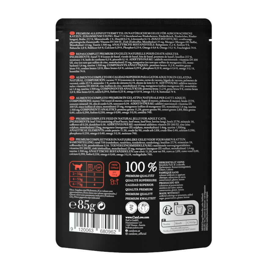 85 g Cat&rsquo;s Love Adult Vacuno en Gelatina sobre para gatos, , large indicador imagen numero 2