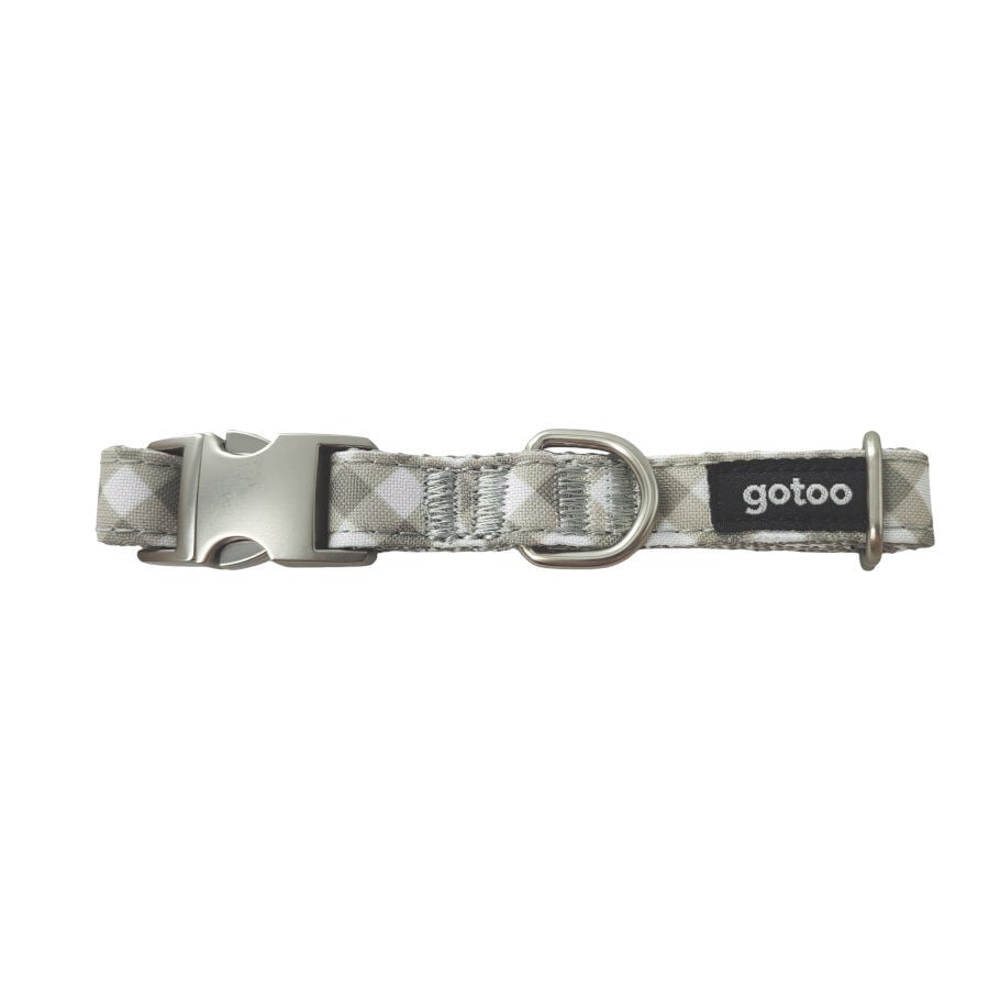 Gotoo Collar estampado cuadro vichy gris para perros, , large indicador imagen numero 1