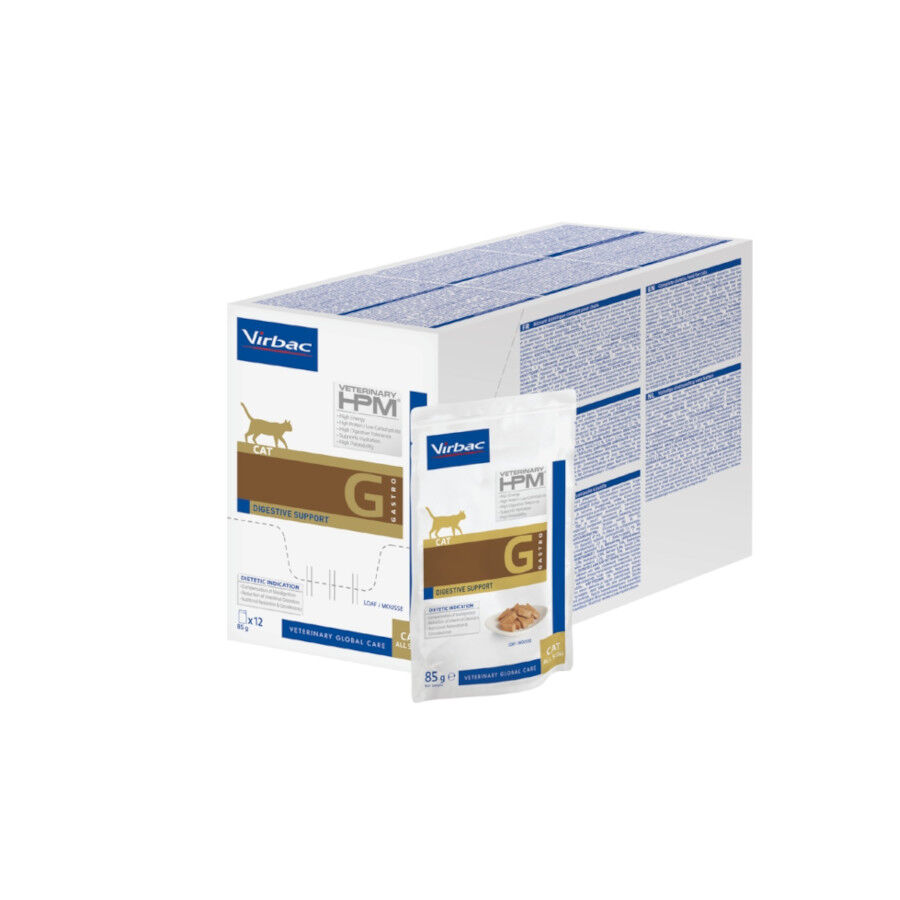 12 sobres x 85 g Virbac Veterinary HPM Gastro Comida h&uacute;meda para Gatos, , large Imagen numero 4