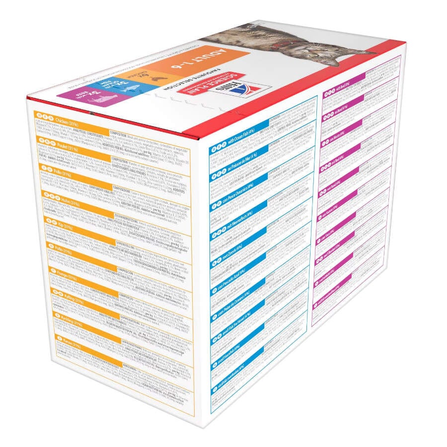 12 sobres x 85 g Hill's Science Plan Adult Pollo, Pescado Azul y Vacuno en Salsa sobre para gatos, , large Imagen numero 4