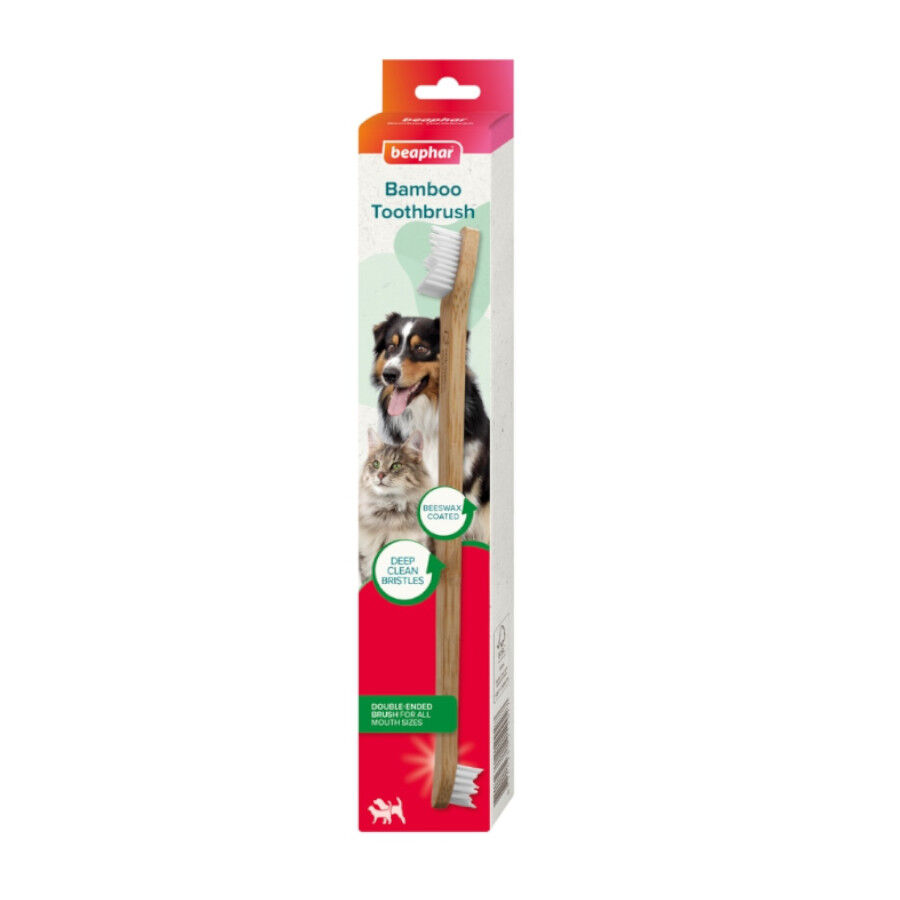Beaphar Cepillo Dental de Bamb&uacute; para Perros y Gatos