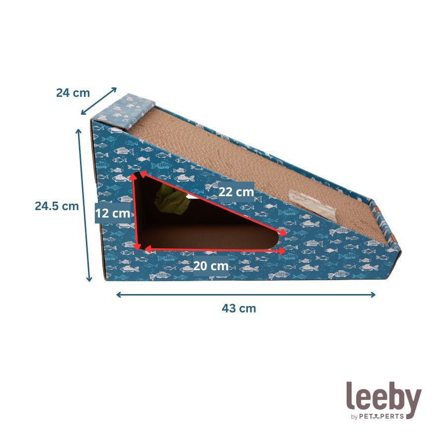 Leeby Walter rascador de cart&oacute;n horizontal con bola y estampado de peces para gatos, , large indicador imagen numero 4
