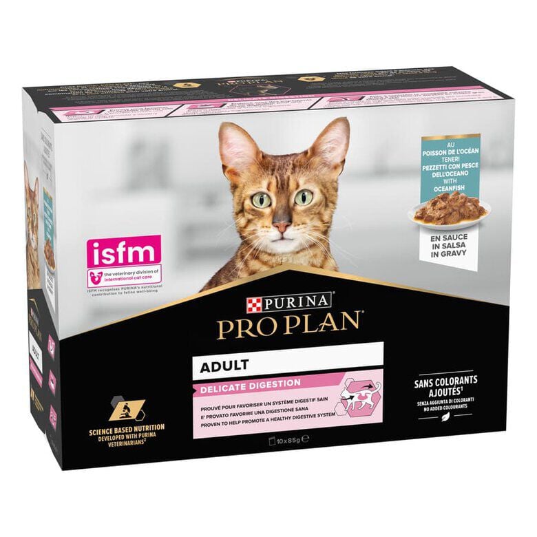 Pro Plan  Delicate Digestion con Pescado del Oc&eacute;ano en salsa para gatos