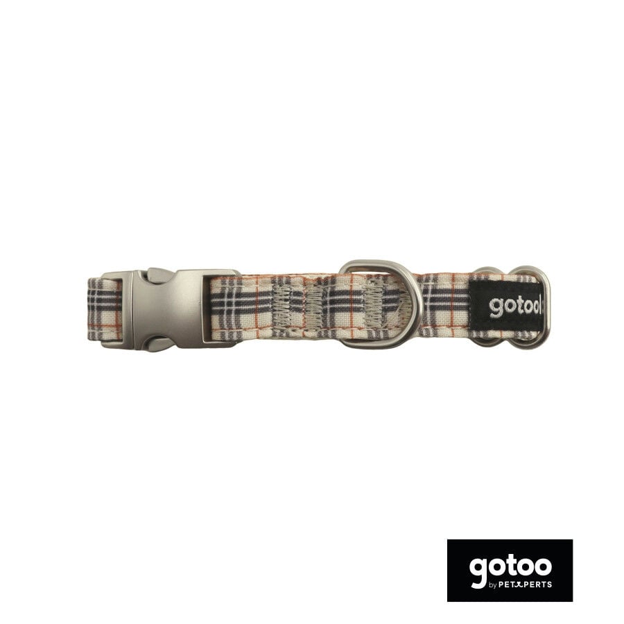 Gotoo Collar estampado tart&aacute;n marr&oacute;n para perros