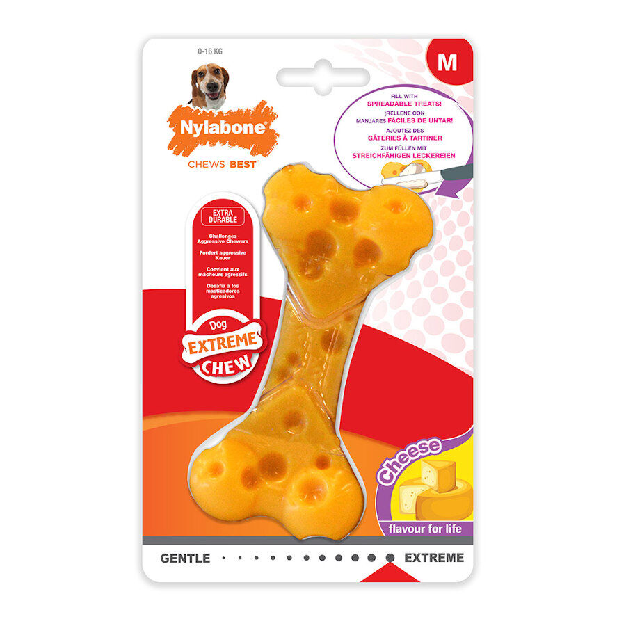 Nylabone Hueso Mordedor Resistente Sabor a Queso para perros, , large indicador imagen numero 4