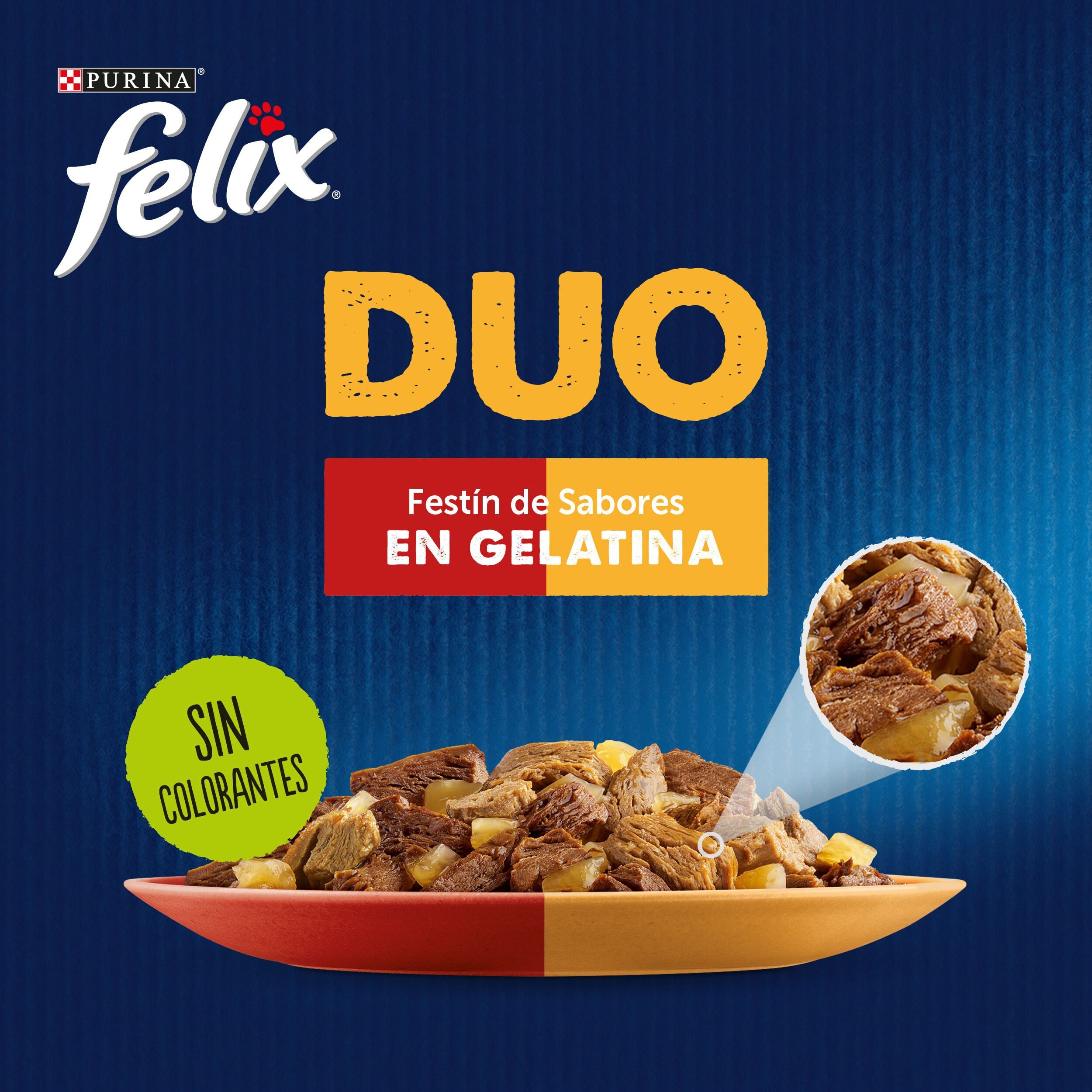 12 sobres x 85 g Felix Fantastic Duo Carne en Gelatina sobre para gatos, , large Imagen numero 2