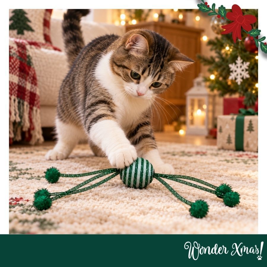 Wonder Christmas Pelota Brillante con Cuerda Juguete para gatos, , large Imagen numero 2