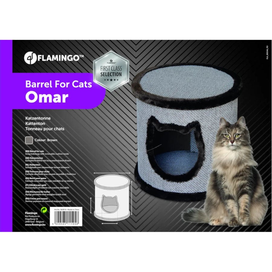 Flamingo Omar Cama T&uacute;nel Marr&oacute;n para gatos., , large Imagen numero 2