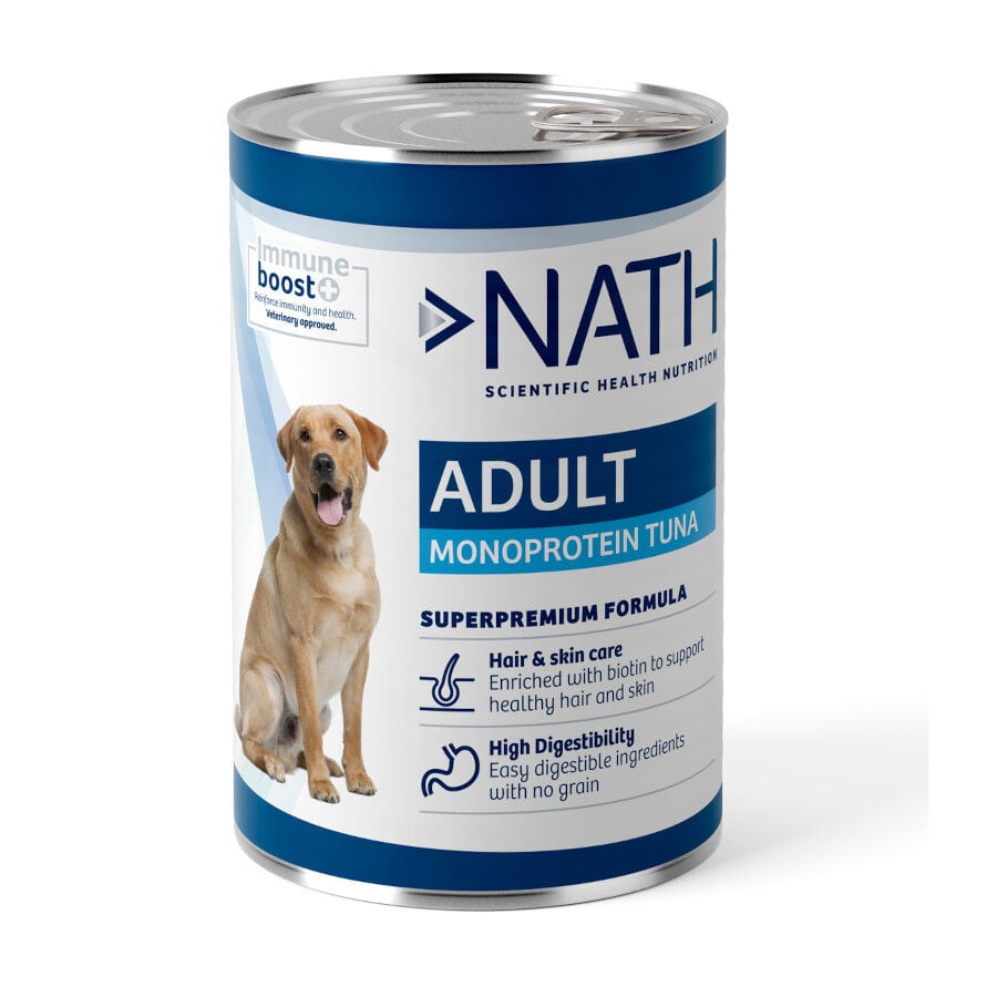 Nath Adult Monoprotein Tuna lata comida h&uacute;meda para perros