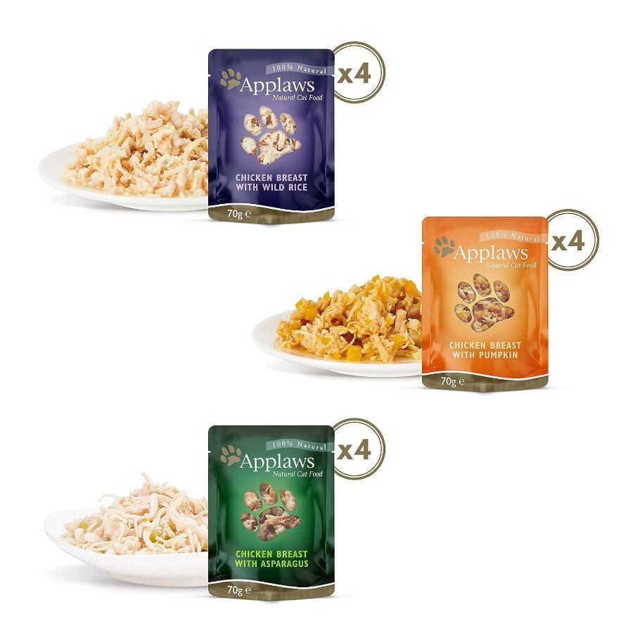 12 sobres x 70 g Applaws Selection Caldo de Pollo sobre para gatos - Multipack, , large indicador imagen numero 2