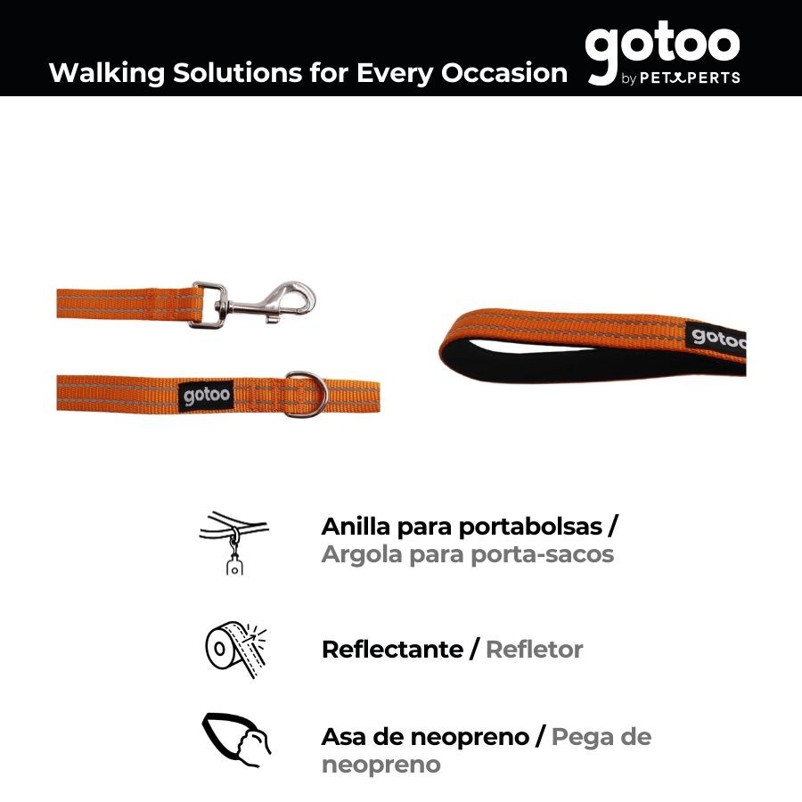 Gotoo Correa de nylon reflectante naranja para perros, , large indicador imagen numero 4