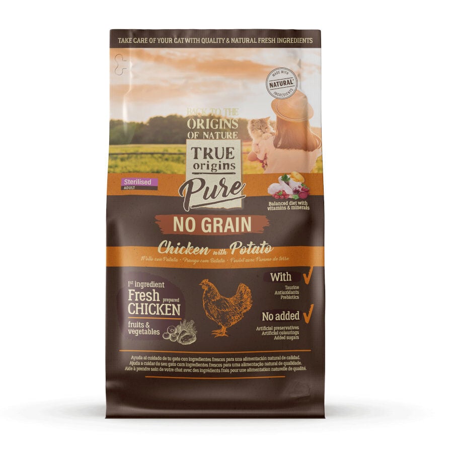 7 kg True Origins Pure Adult Sterilised Pollo pienso para gatos, , large indicador imagen numero 1