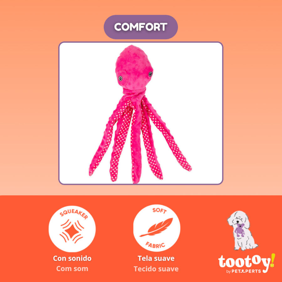 Tootoy! Pulpo de Peluche con Sonido Rosa para perros, , large indicador imagen numero 3