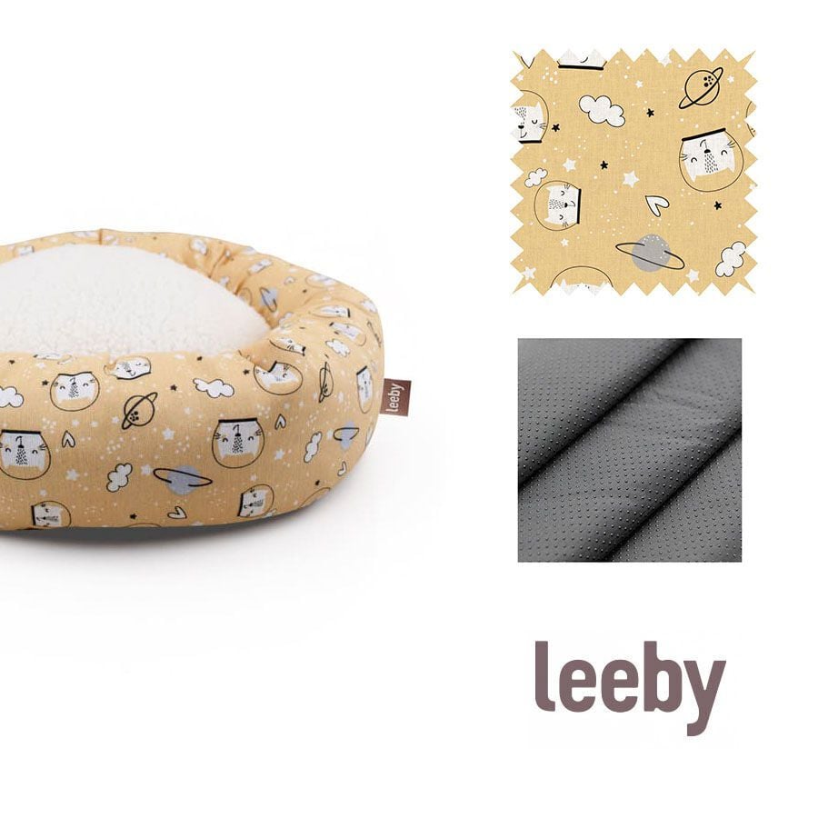Leeby Cama Donut Antideslizante Estampado Comic Amarillo para gatos, , large Imagen numero 5