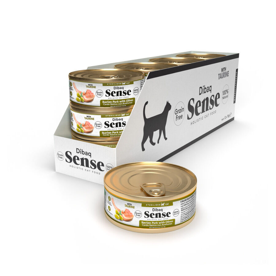 70 g Dibaq Sense Sterilized Gain Free Cerdo Ib&eacute;rico con Aceitunas lata para gatos, , large indicador imagen numero 2
