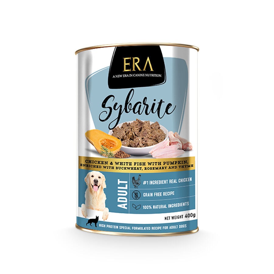 400 g ERA Sybarite Adulto Pollo, Pescado y Calabaza en pat&eacute; lata para perros, , large indicador imagen numero 1