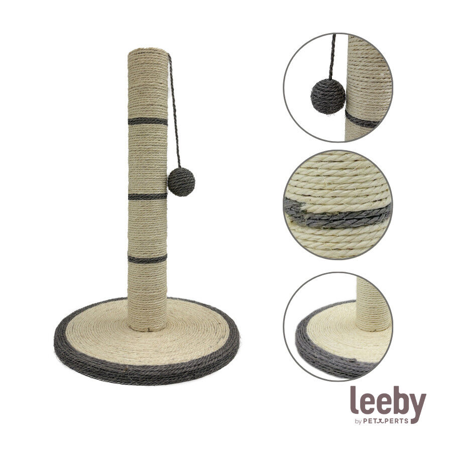 Leeby Isidoro rascador de sisal con juguete gris para gatos, , large Imagen numero 5