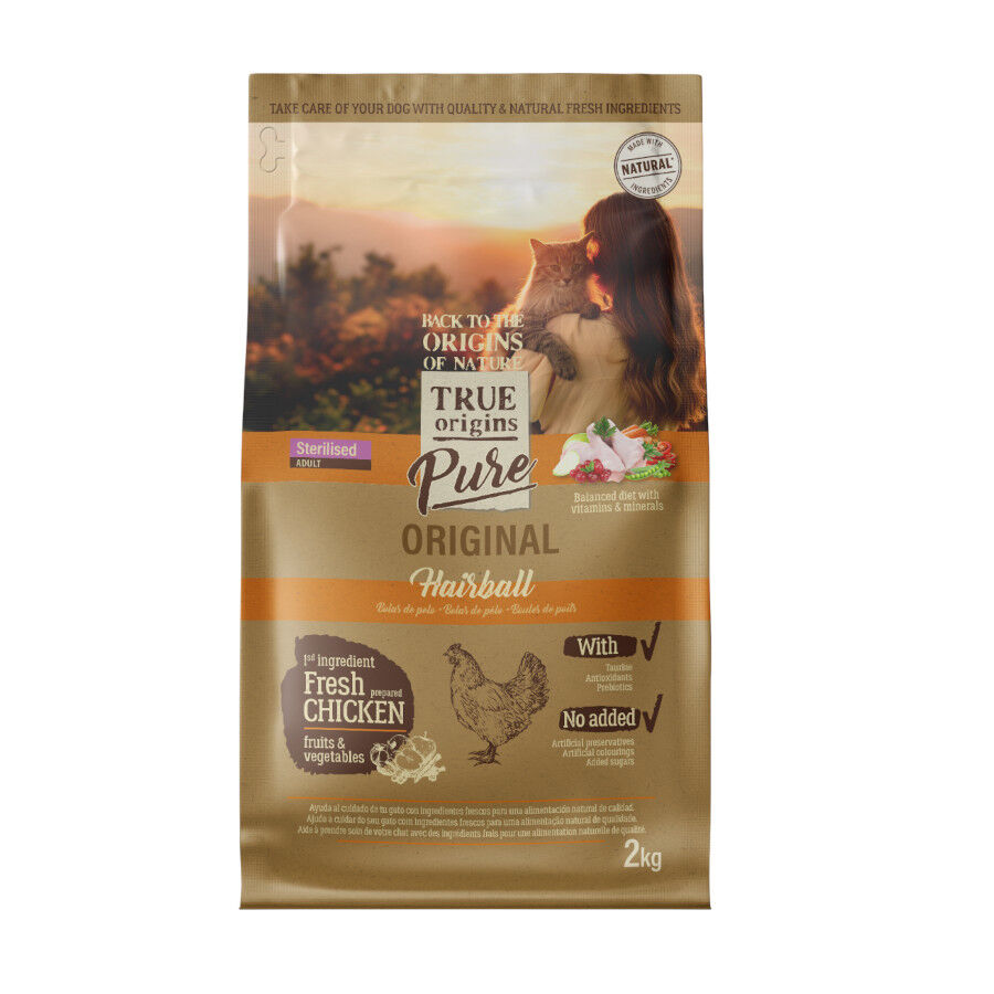 True Origins Pure Adult Sterilised Hairball pienso para gatos