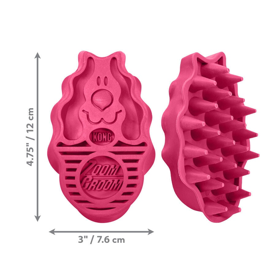 Kong Zoom Groom Cepillo de goma rosa para perros, , large indicador imagen numero 3