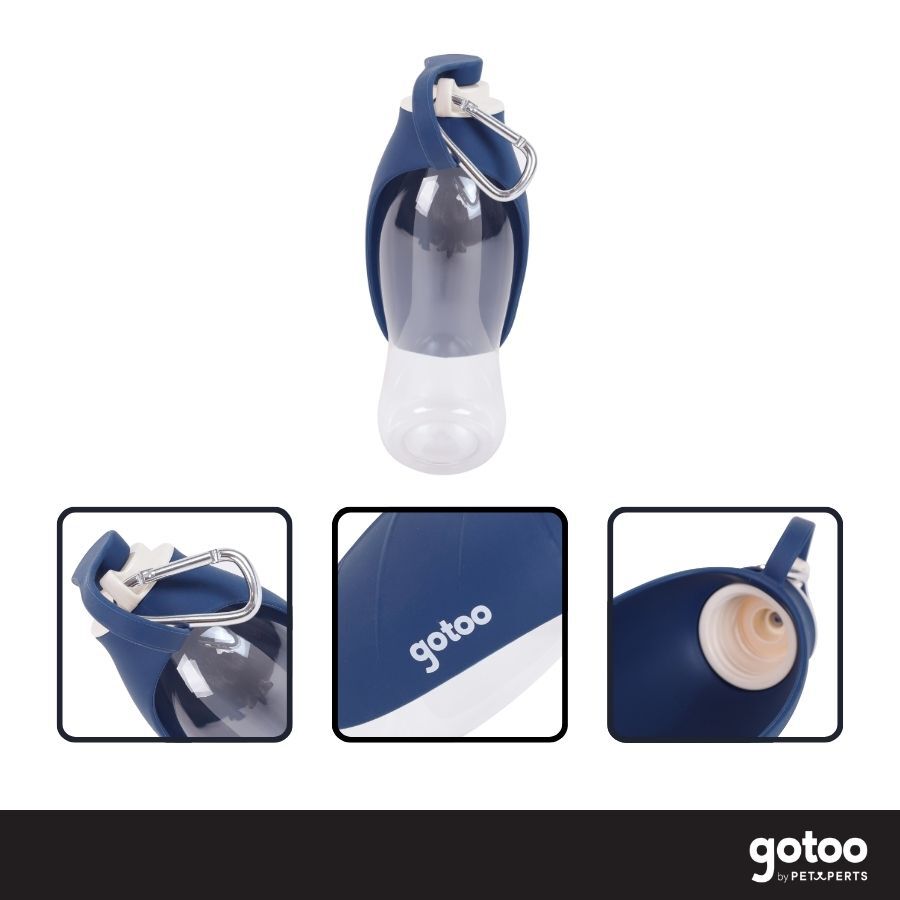 Gotoo Botella Bebedero Port&aacute;til de Silicona Azul para perros y gatos, , large indicador imagen numero 3