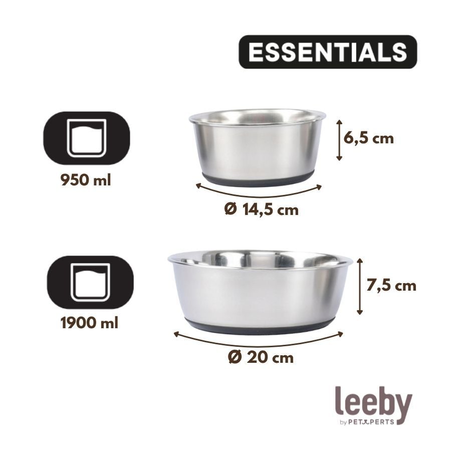 Leeby Comedero Acero Inoxidable con Base Goma para perros y gatos, , large Imagen numero 5