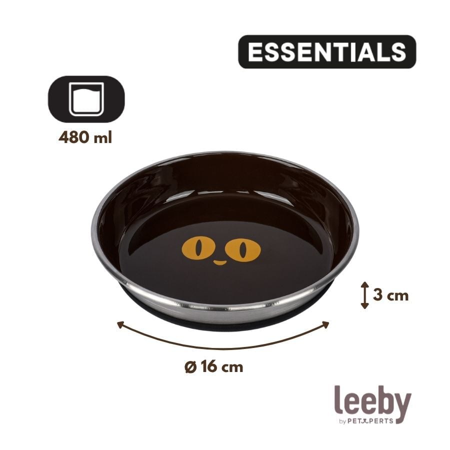 Leeby Comedero Acero Inoxidable Antideslizante Marr&oacute;n para gatos, , large indicador imagen numero 4