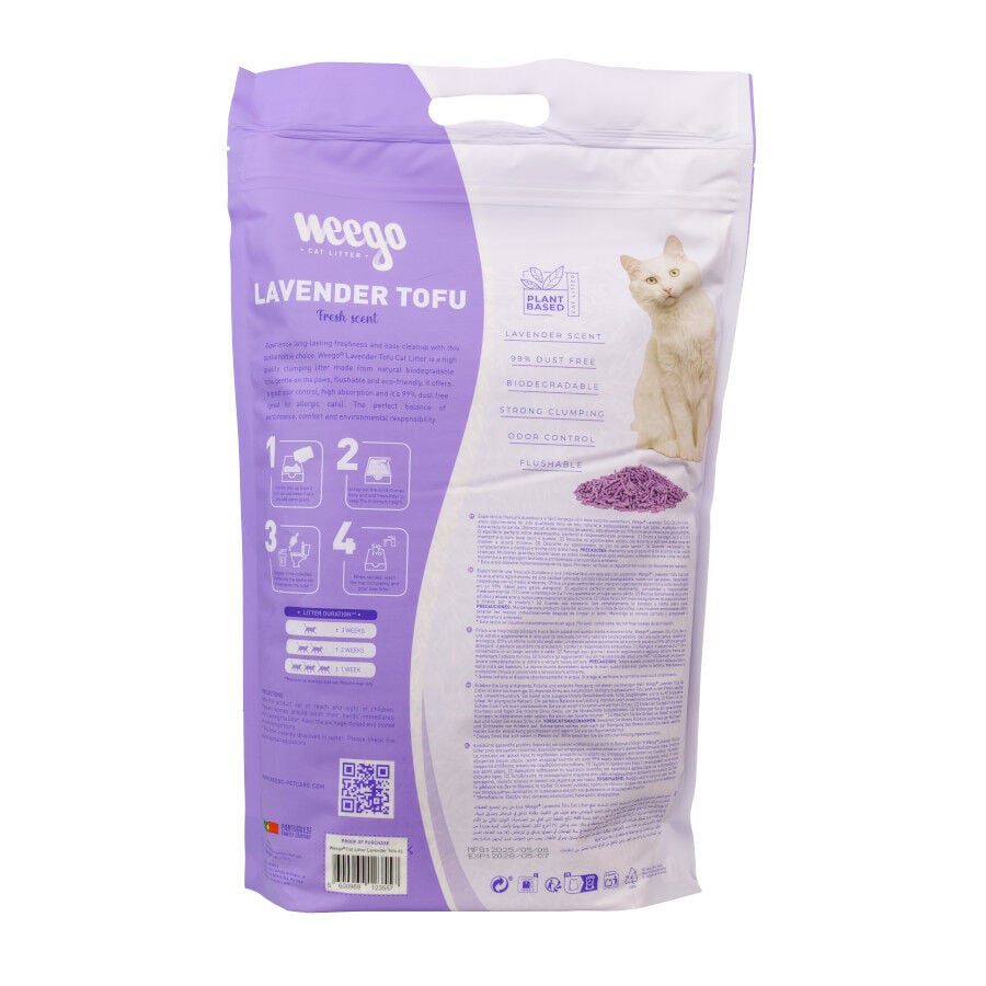 6 L Weego Lavender Tofu Arena aglomerante para gatos, , large indicador imagen numero 5