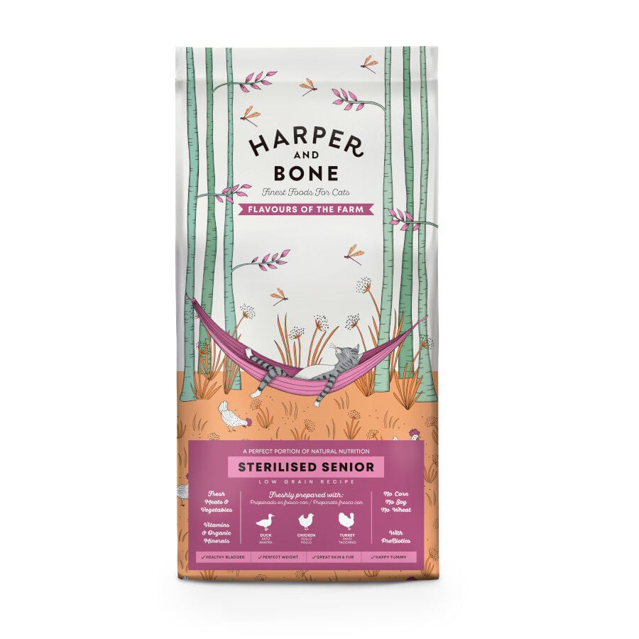 Harper & Bone Flavours Farm Pienso Sabores Granja Esterilizado Senior para gatos