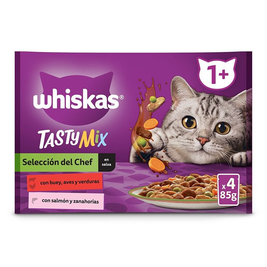 4 sobres x 85 g Whiskas Tasty Mix Selecci&oacute;n del Chef Salsa en Bolsita para gatos, , large indicador imagen numero 1