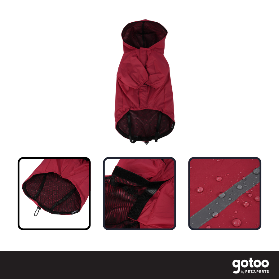 Gotoo Abrigo Impermeable Reflectante Rojo para perros, , large indicador imagen numero 3