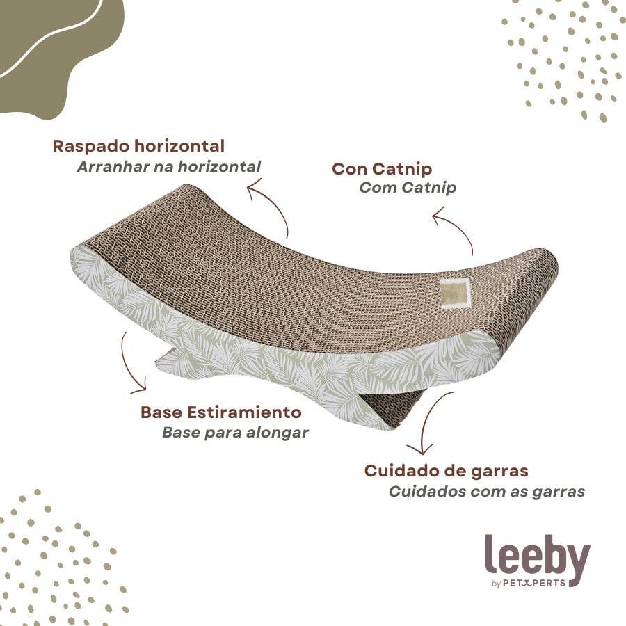 Leeby Remy Rocker rascador de cart&oacute;n horizontal con estampado de hojas para gatos, , large indicador imagen numero 4