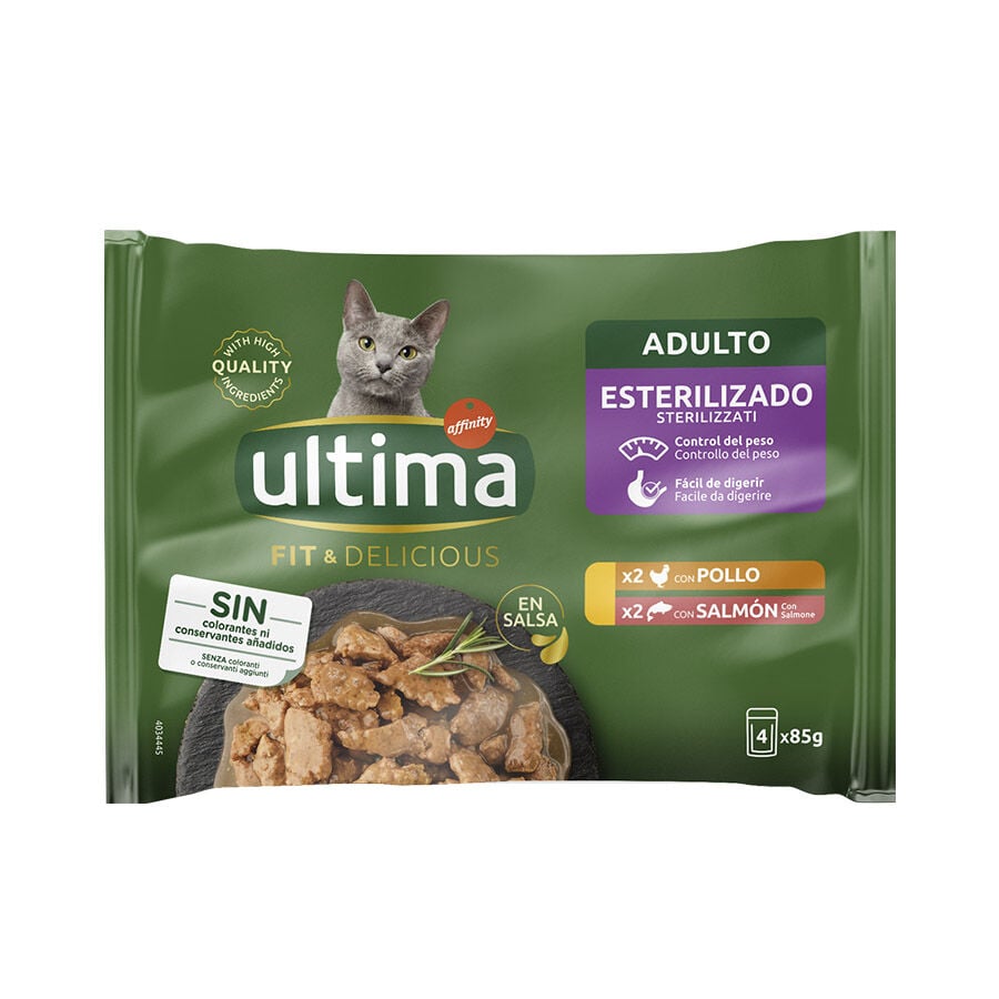 Afinity Ultima Fit & Delicious Pollo y Salm&oacute;n sobre en salsa para gatos - Multipack