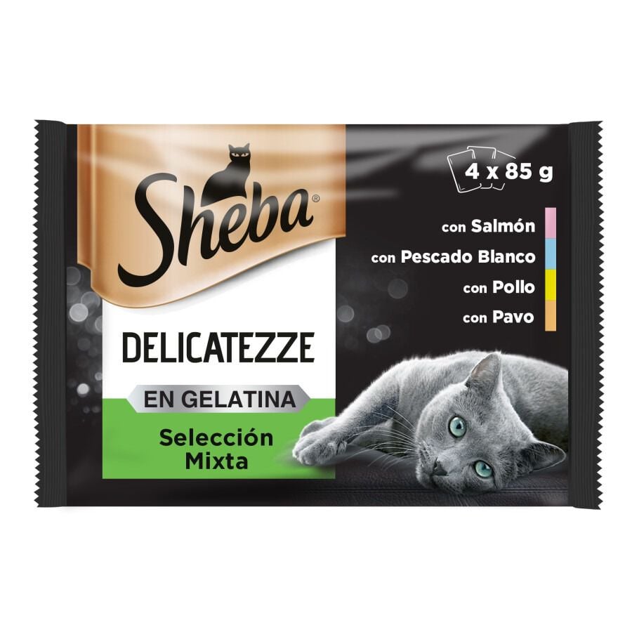4 sobres x 85 g Sheba Delicatezze Selecci&oacute;n Mixta Gelatina en Bolsita para Gatos , , large indicador imagen numero 1