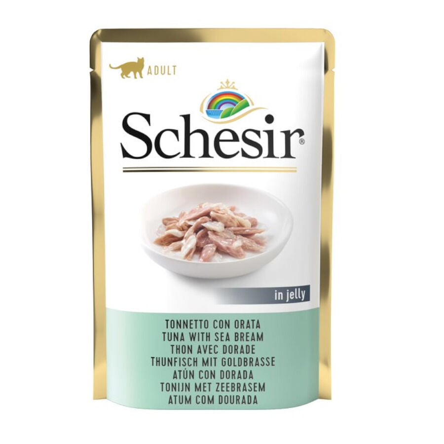 Schesir Adult At&uacute;n y Dorada sobre para gatos