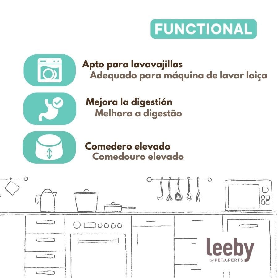 Leeby Comedero Elevado de Cer&aacute;mica Blanco para gatos, , large indicador imagen numero 5