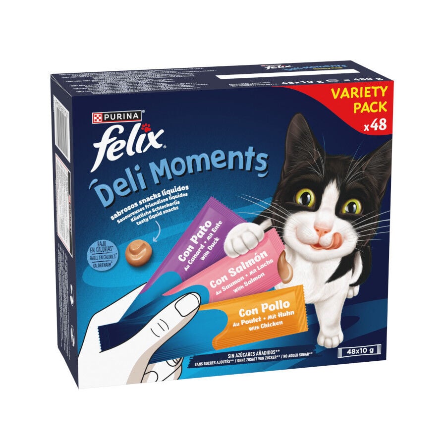 48 sobres x 10 g Felix Deli Moments Snack l&iacute;quido para gatos - Multipack, , large Imagen numero 1