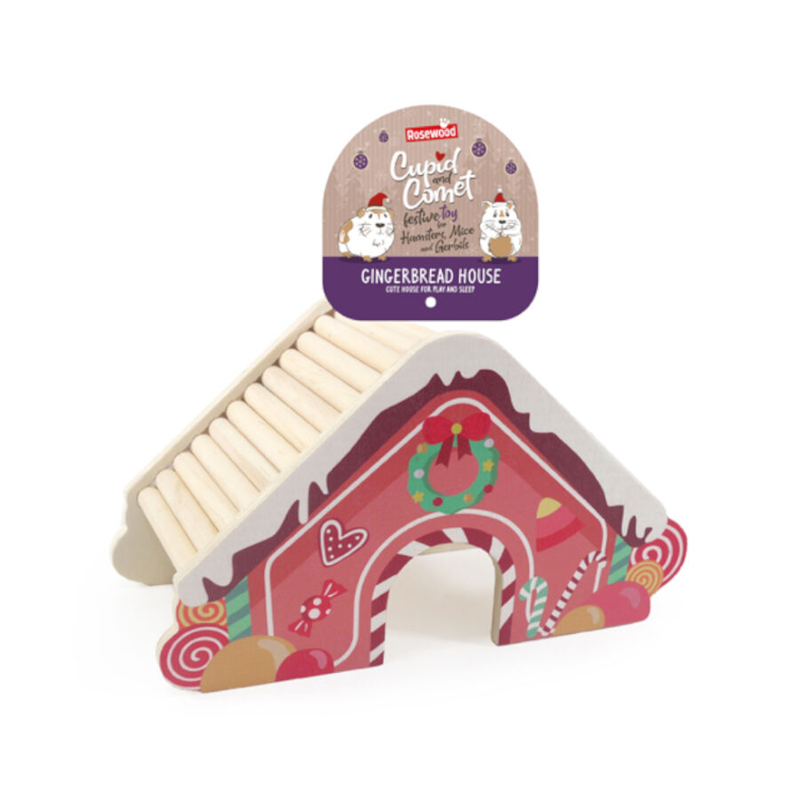 Rosewood Wooden Christmas Gingerbread House Caseta de Madera para roedores, , large indicador imagen numero 2