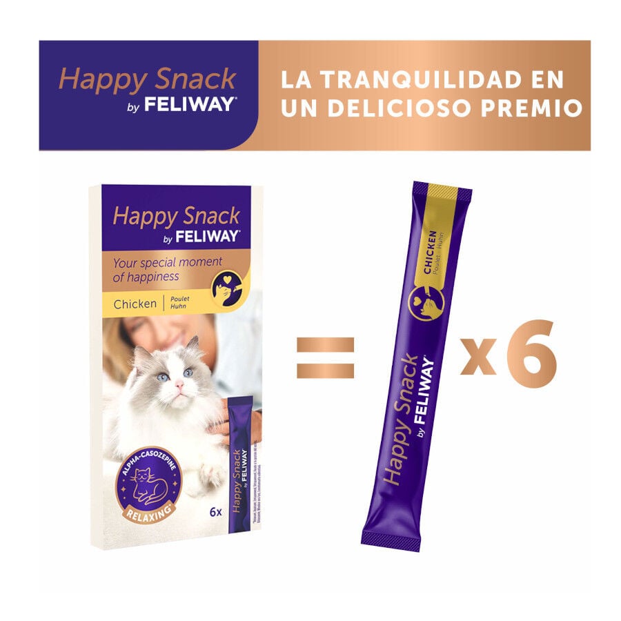 6 sobres x 10 g Feliway Sobres Happy Snack Relajante Pollo para gatos, , large Imagen numero 3