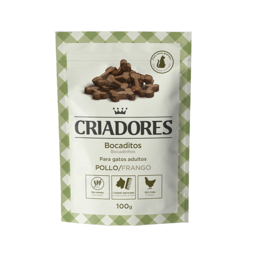 100 g Criadores Bocaditos de Pollo snack para gatos de razas grandes, , large Imagen numero 1
