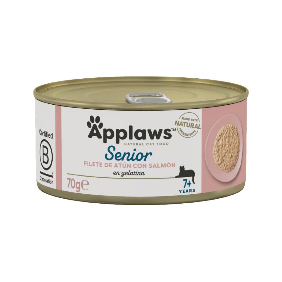 70 g Applaws Senior At&uacute;n y Salm&oacute;n lata en gelatina para gatos, , large Imagen numero 1