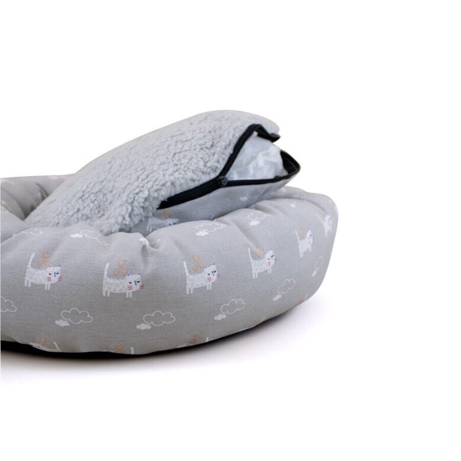 Leeby Cama Donut Antideslizante Gris para gatos, , large indicador imagen numero 3