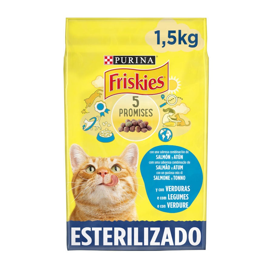 1.5 kg Purina Friskies Sterilized Pienso para gatos con salm&oacute;n, at&uacute;n y verduras, , large indicador imagen numero 1