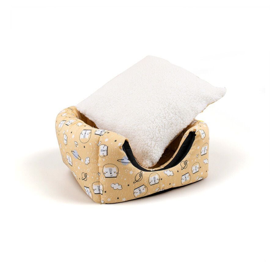 Leeby Cama Cueva Estampado C&oacute;mic Amarillo para gatos, , large indicador imagen numero 7