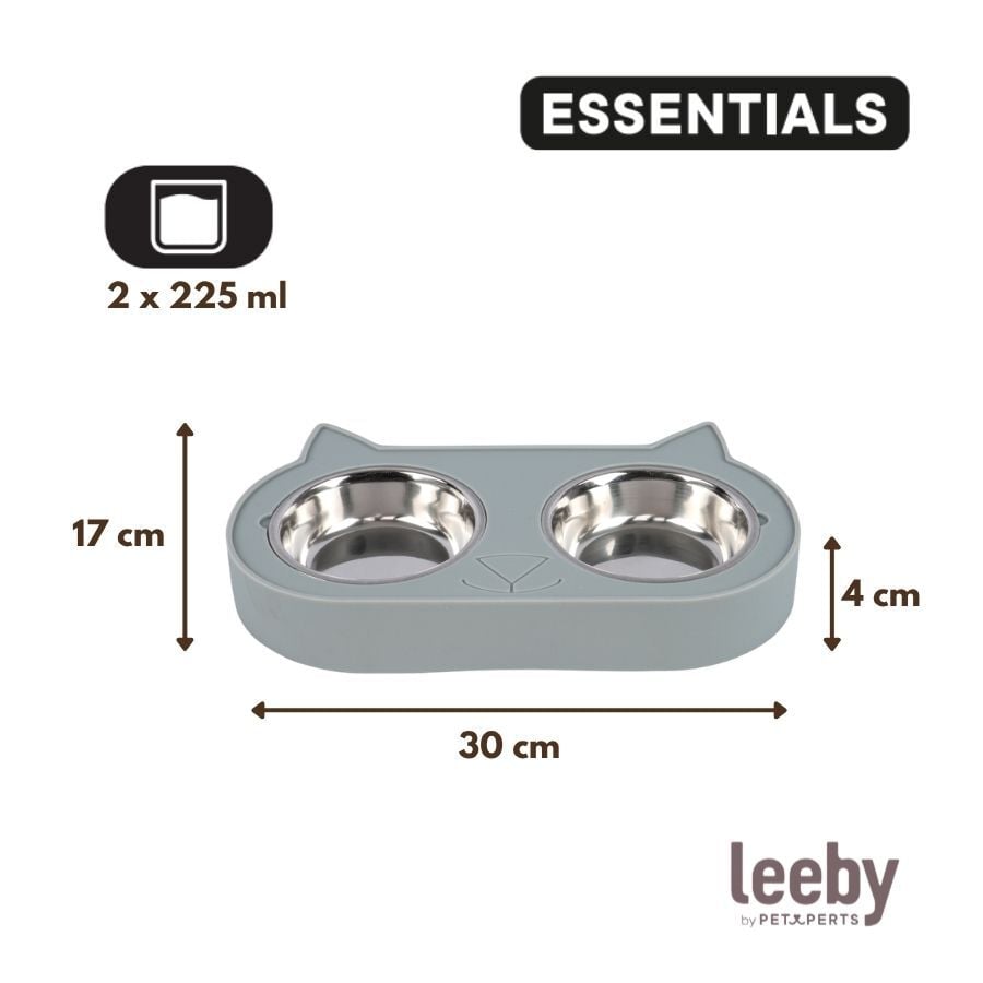 Leeby Comedero Doble de Acero Inoxidable Color Verde para gatos, , large indicador imagen numero 4
